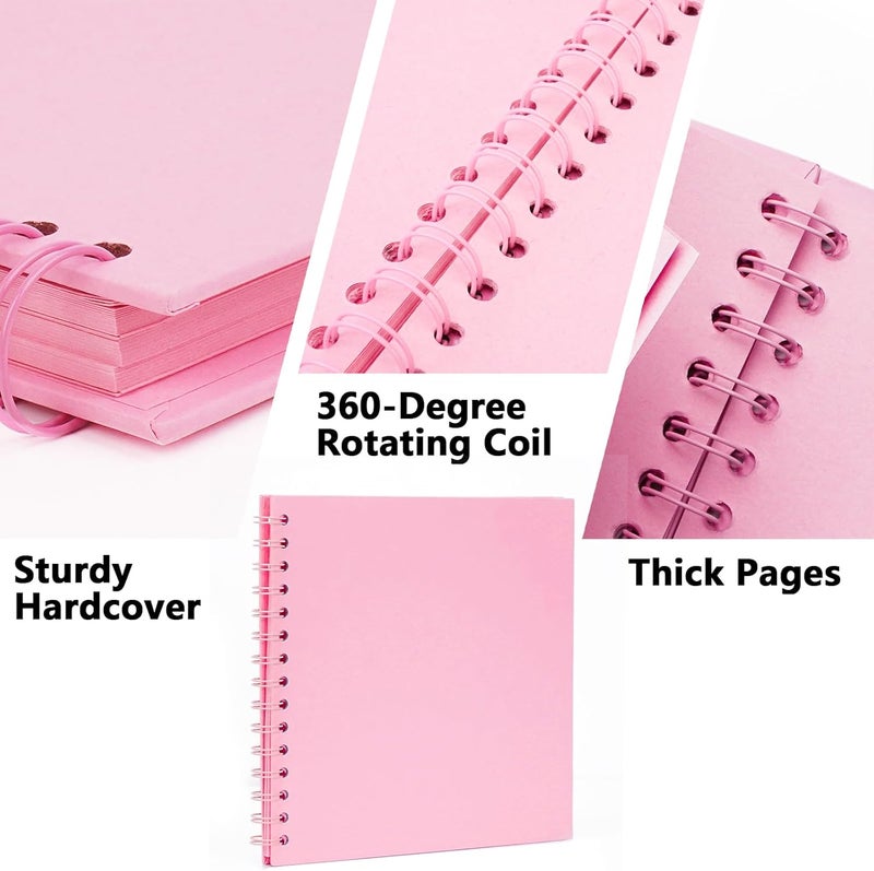 Remowith 7X7 Inch DIY Scrapbook Photo Album, Kraft Blank Paper Scrap Book 40 Pages Memory Book for Wedding Family, Pink - Image 4